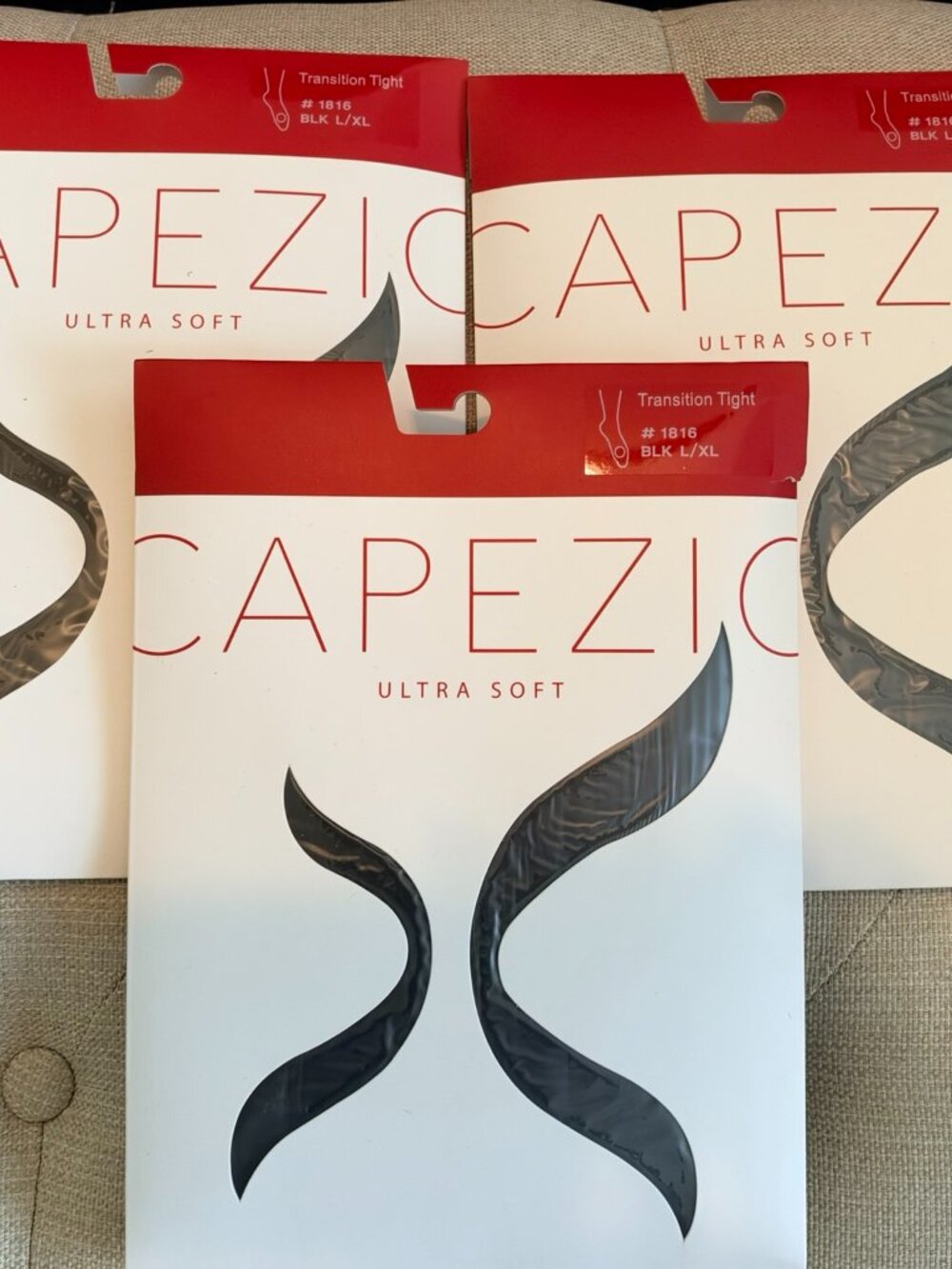 3-Pack NWT Capezio 1816 Ultra Soft Transition Tights Black L/XL